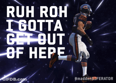 A Picture Of A Football Player With The Words Ruh Roh I Gotta Get Out Of Here GIF