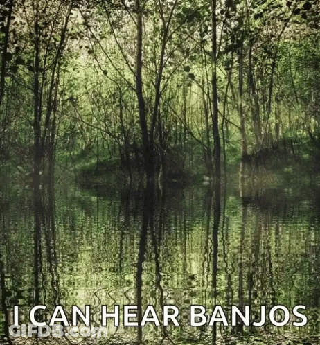 Forest With I Can Hear Banjos Text GIF
