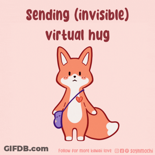 A Picture Of A Fox With The Words Sending ( Invisible ) Virtual Hug On It GIF