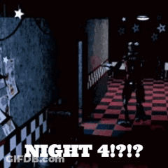 A Picture Of A Foxy From Five Nights At Freddy 'S With The Words Night 4 Written In Red GIF
