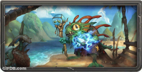 A Picture Of A Frog Holding A Blue Lightning Bolt On A Beach GIF