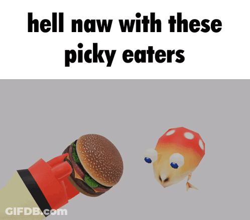 A Picture Of A Frog Holding A Hamburger With The Words Hell Naw With These Picky Eaters GIF
