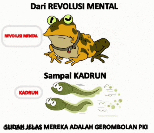 A Picture Of A Frog With The Words Dari Revolusi Mental Below It GIF