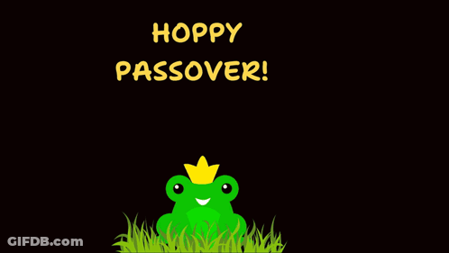 A Picture Of A Frog With The Words Hoppy Passover Written Above It GIF