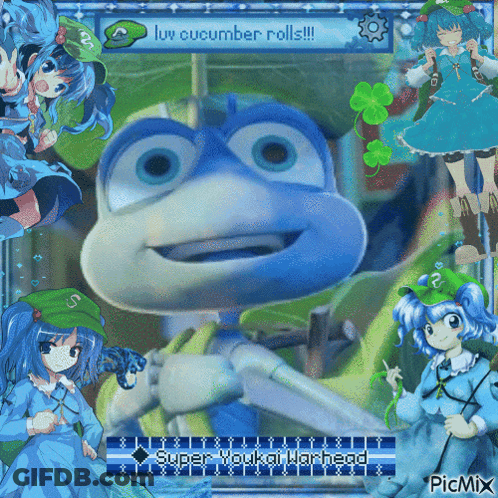 A Picture Of A Frog With The Words Super Youkar Warhead On The Bottom GIF