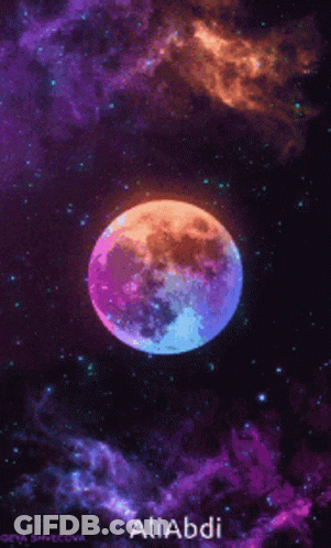 A Picture Of A Full Moon With The Name Aliabdi Written Below It GIF
