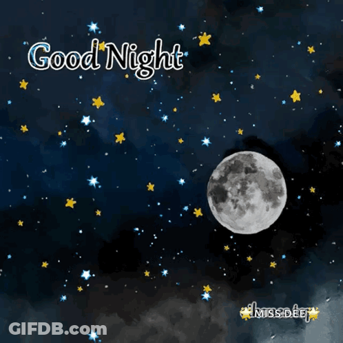 A Picture Of A Full Moon With The Words Good Night Written On It GIF