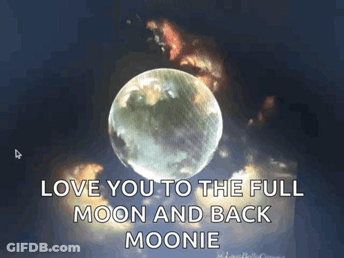 A Picture Of A Full Moon With The Words Love You To The Full Moon And Back Moonie Below It GIF