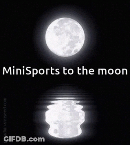 A Picture Of A Full Moon With The Words Minisports To The Moon Above It GIF