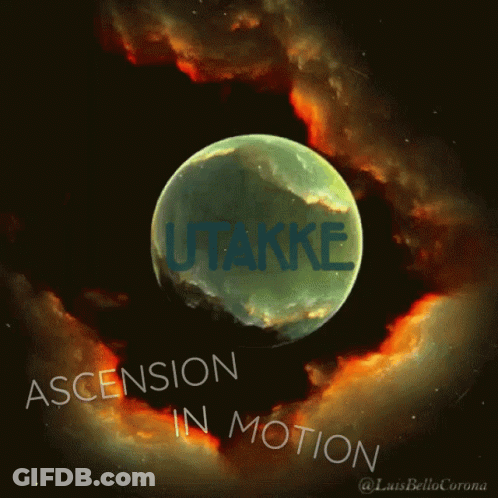 A Picture Of A Full Moon With The Words Utakke Ascension In Motion Below It GIF