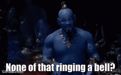 A Picture Of A Genie With The Words None Of That Ringing A Bell GIF