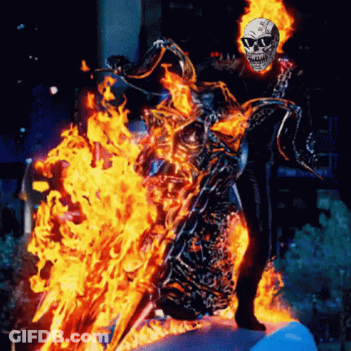 A Picture Of A Ghost Rider Riding A Motorcycle GIF