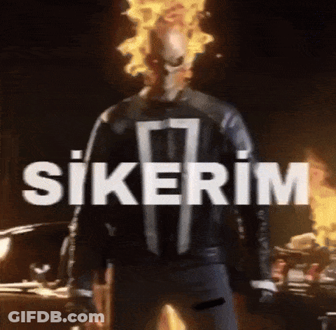 A Picture Of A Ghost Rider With The Word Sikerim On The Bottom Right GIF