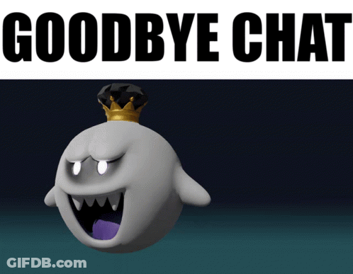 A Picture Of A Ghost With A Crown And The Words Goodbye Chat Above It GIF