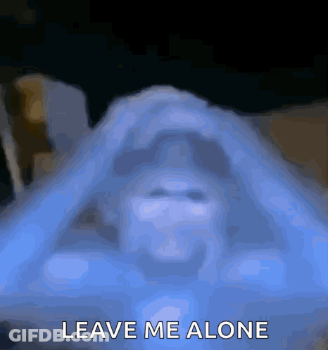 A Picture Of A Ghost With The Words " Leave Me Alone " On It GIF