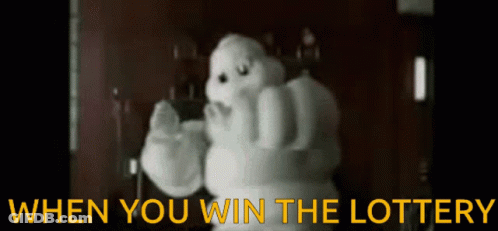 A Picture Of A Ghost With The Words When You Win The Lottery Below It GIF