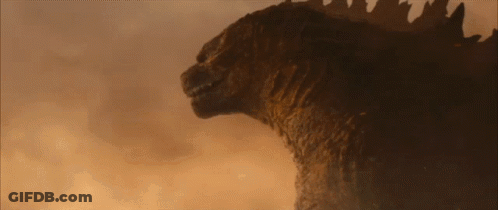 A Picture Of A Giant Monster With The Words Boooooo On The Bottom GIF