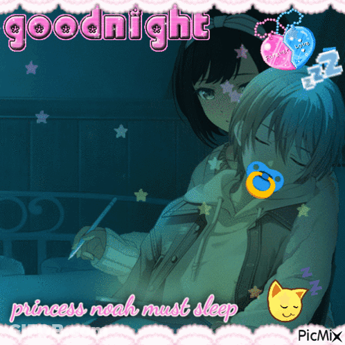 A Picture Of A Girl And A Boy That Says Goodnight GIF