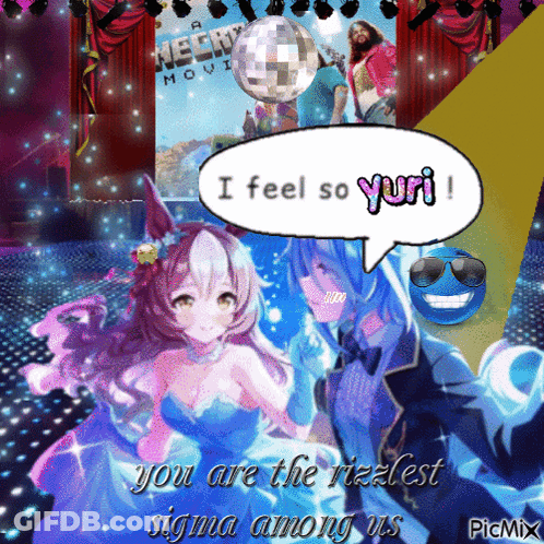 A Picture Of A Girl And A Boy With A Speech Bubble Saying I Feel So Yuri GIF