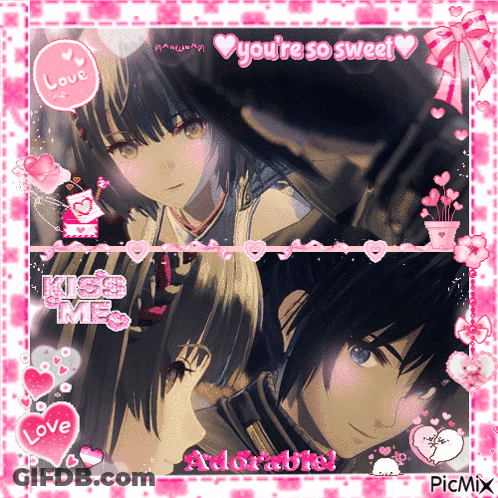 A Picture Of A Girl And A Boy With The Words You 'Re So Sweet GIF