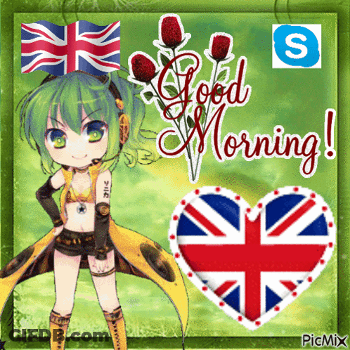 A Picture Of A Girl And A Heart With The Words Good Morning On It GIF