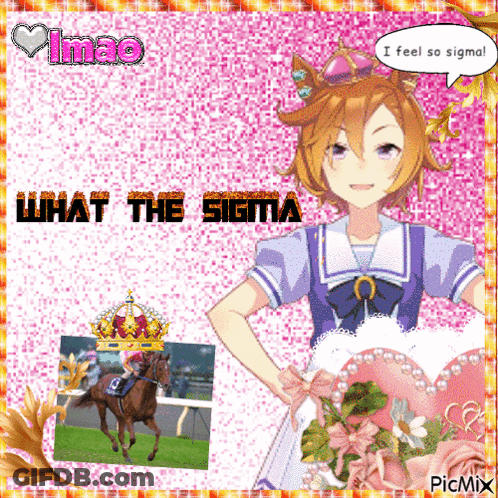 A Picture Of A Girl And A Horse With The Words What The Sigma GIF