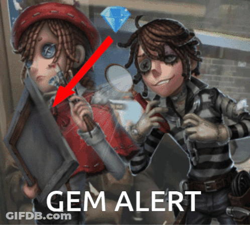A Picture Of A Girl And A Man With A Diamond In The Background That Says Gem Alert GIF
