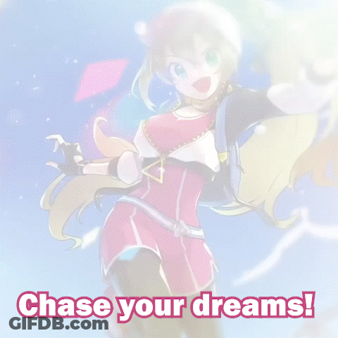 A Picture Of A Girl And The Words " Chase Your Dreams " GIF