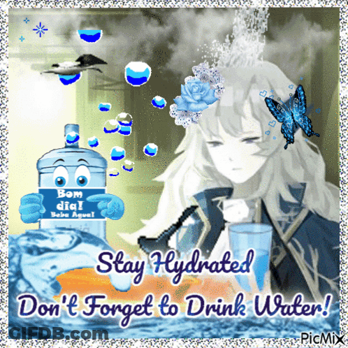 Girl Holding Water Bottle Stay Hydrated GIF