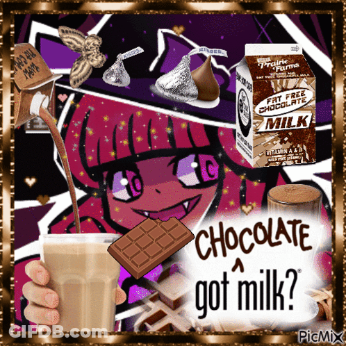 A Picture Of A Girl Holding A Cup Of Chocolate Milk GIF