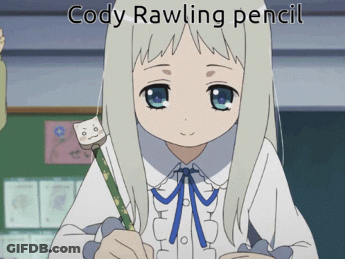 A Picture Of A Girl Holding A Pencil That Says Cody Rawling Pencil On It GIF
