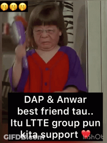 A Picture Of A Girl Holding A Purple Object With The Words Dap & Anwar Best Friend Tau GIF