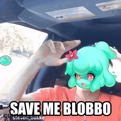 Girl In Car With Save Me Blobbo Caption GIF