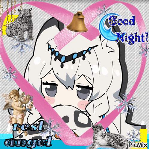 A Picture Of A Girl In A Heart With The Words Good Night Rest Angel GIF