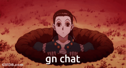 A Picture Of A Girl In A Hole With The Words Gn Chat Written Below Her GIF