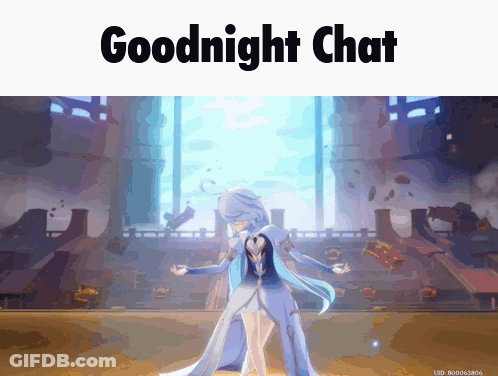 A Picture Of A Girl In A White Dress With The Words Goodnight Chat Above Her GIF