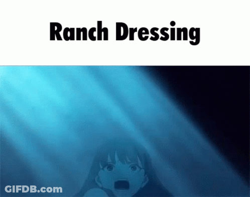 A Picture Of A Girl In The Water With The Words `` Ranch Dressing '' Written Above Her . GIF