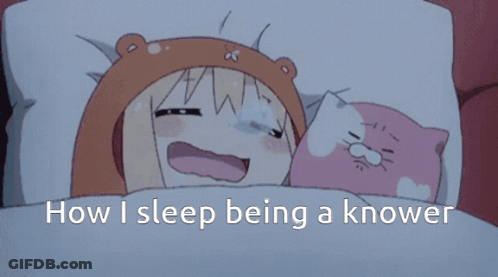 A Picture Of A Girl Laying In Bed With The Words How I Sleep Being A Knower Below Her GIF