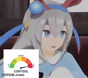 A Picture Of A Girl Next To A Picture Of A Cortisol Gauge GIF