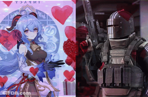 A Picture Of A Girl Next To A Picture Of A Man Holding A Gun GIF