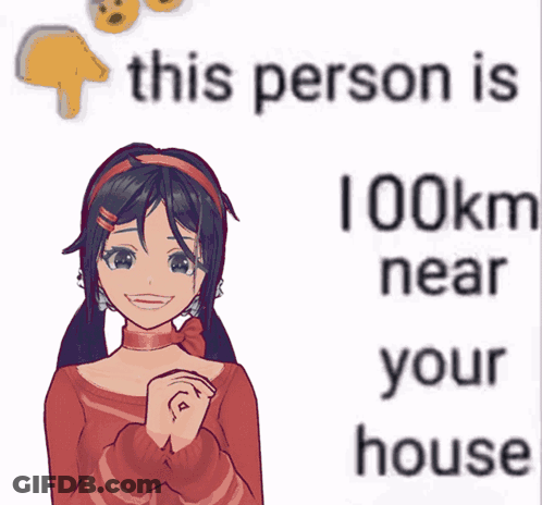 A Picture Of A Girl Next To A Sign That Says 41 Kilometers Near You GIF