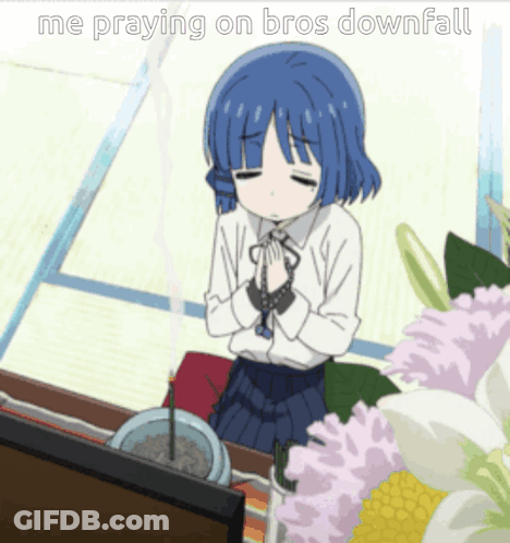 A Picture Of A Girl Praying With The Words Me Praying On Bros Downfall GIF