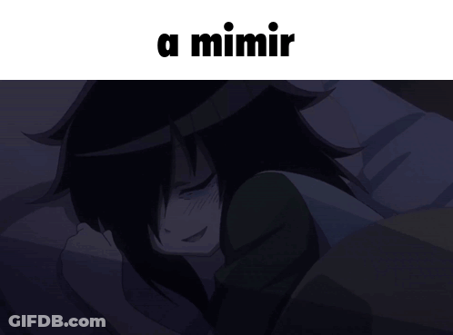 A Picture Of A Girl Sleeping With The Words " A Mimir " Above Her GIF