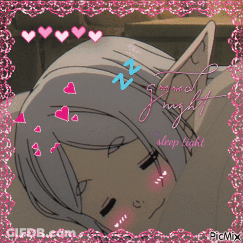 Girl Sleeping With Good Night Sleep Tight Text GIF