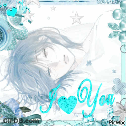 A Picture Of A Girl Sleeping With The Words " I Love You " On The Bottom GIF