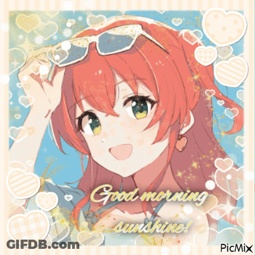 A Picture Of A Girl Wearing Sunglasses With The Words Good Morning Sunshine GIF