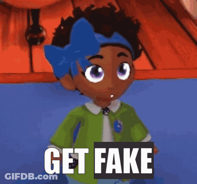Girl With Blue Bow And Get Fake Text GIF