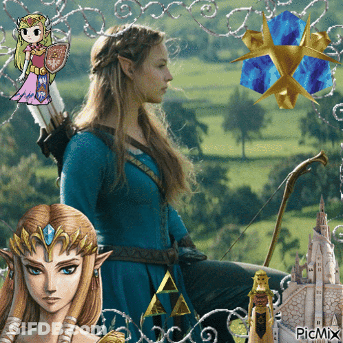 A Picture Of A Girl With A Bow And Arrow With The Words Picmix At The Bottom Of The Picture GIF