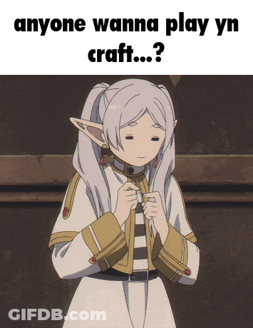 A Picture Of A Girl With A Caption That Says Anyone Wanna Play Yn Craft ? GIF