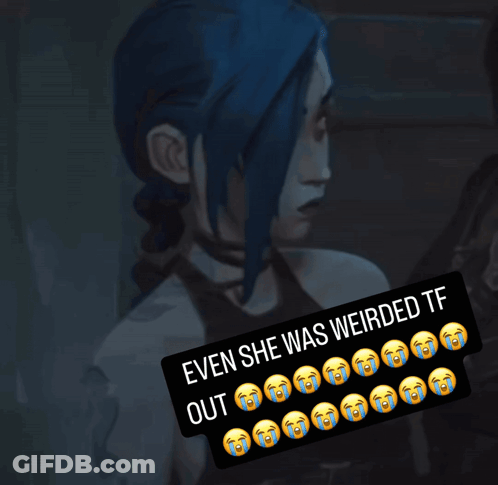 A Picture Of A Girl With A Caption That Says Even She Was Weirded Out GIF